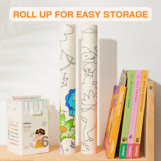 Mideer - Adhesive Coloring Scroll - The Magic Zoo - age 3+ | ميدير - لفافة تلوين لاصقة - حديقة الحيوانات السحرية - العمر 3+