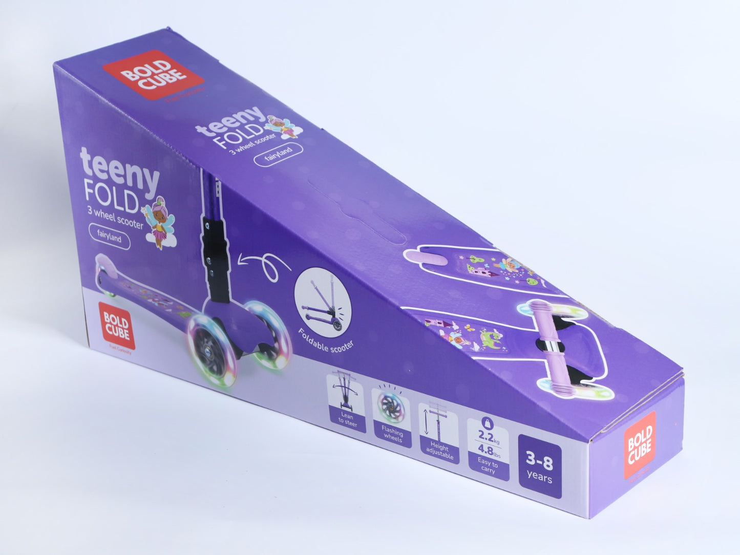 Boldcube - Teeny Fold Scooter - Fairytale Lilac - Age 3-8 | بولدكيوب - سكوتر صغير - فيري تيل ليلَك - العمر 3-8