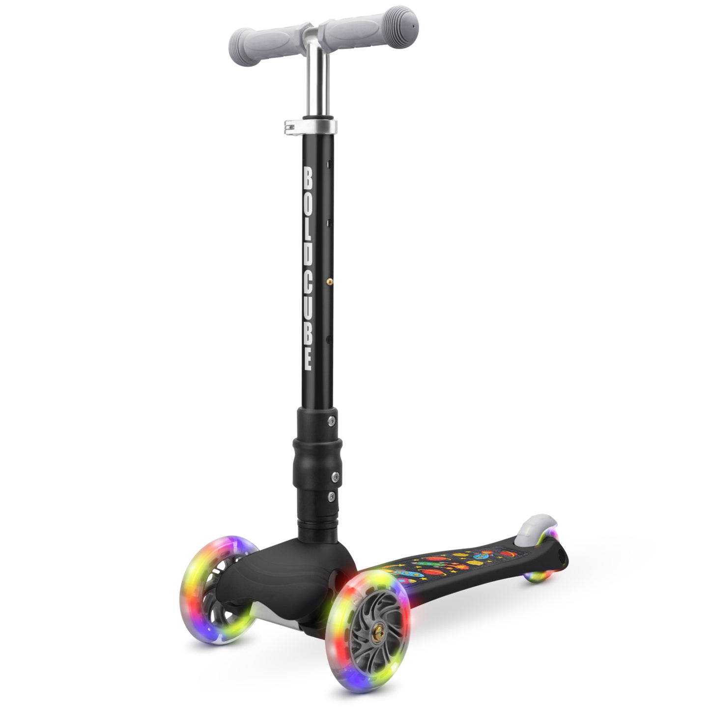 Bold Cube - Three Wheel Scooter Teeny - Rocket Black - Age 3-8 | بولدكيوب - سكوتر صغير - ثلاث عجلات - فضاء أسود - العمر 3-8