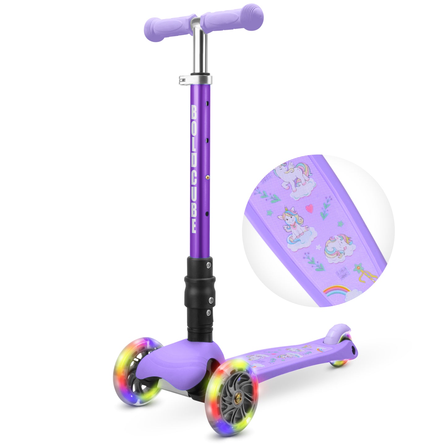 Bold Cube - Three Wheel Scooter Teeny - Unicorn Purple - Age 3-8 | ุจููุฏูููุจ - ุณููุชุฑ ุตุบูุฑ - ุซูุงุซ ุนุฌูุงุช - ููููููุฑู ุจููุณุฌู - ุงูุนู
ุฑ 3-8