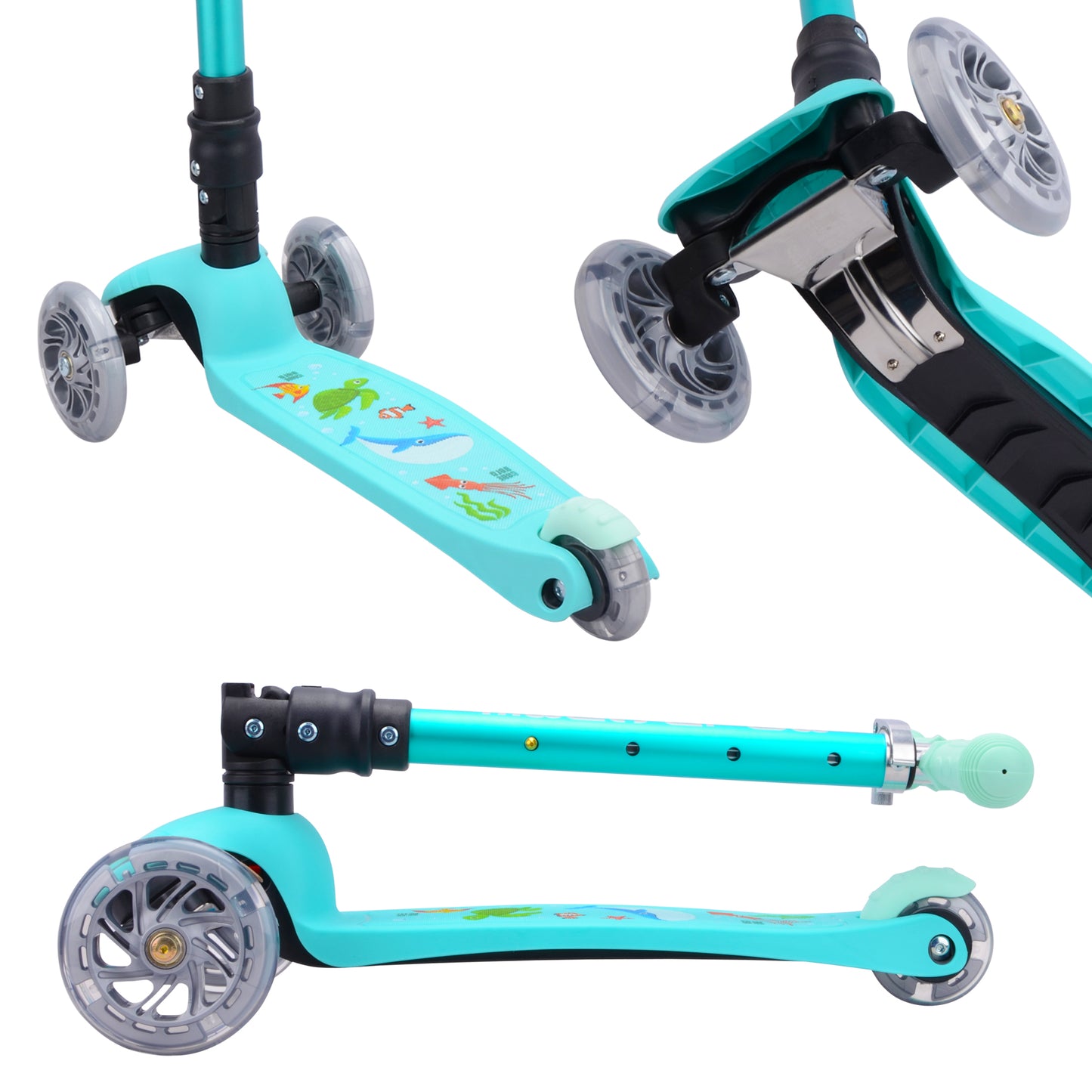 Bold Cube - Three Wheel Scooter Teeny - Ocean Aqua - Age 3-8 | بولدكيوب - سكوتر صغير - ثلاث عجلات - محيط أزرق - العمر 3-8
