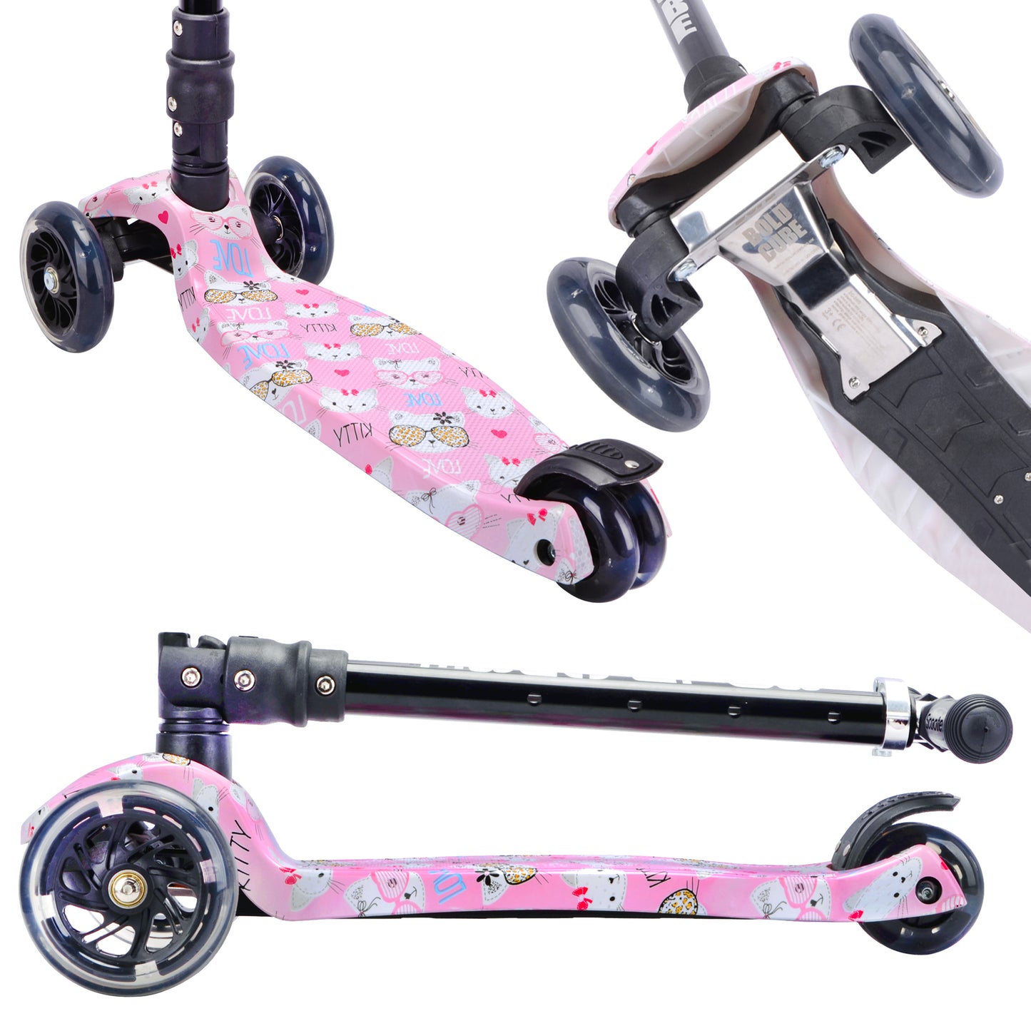 Boldcube - Big 3 Wheel Scooter - Kitty Love - Age 5-10 | بولدكيوب - سكوتر كبير - القطة المحبوبة - العمر 5-10