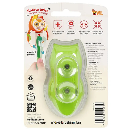 Toothbrush Cover Flp Owl / Earthy The World’s First Self-Opening & Closing Toothbrush Cover أول غطاء فرشاة أسنان ذاتي الفتح والإغلاق في العالم غطاء فرشاة أسنان للأطفال على شكل بومة بألوان هادئة وأنيقة