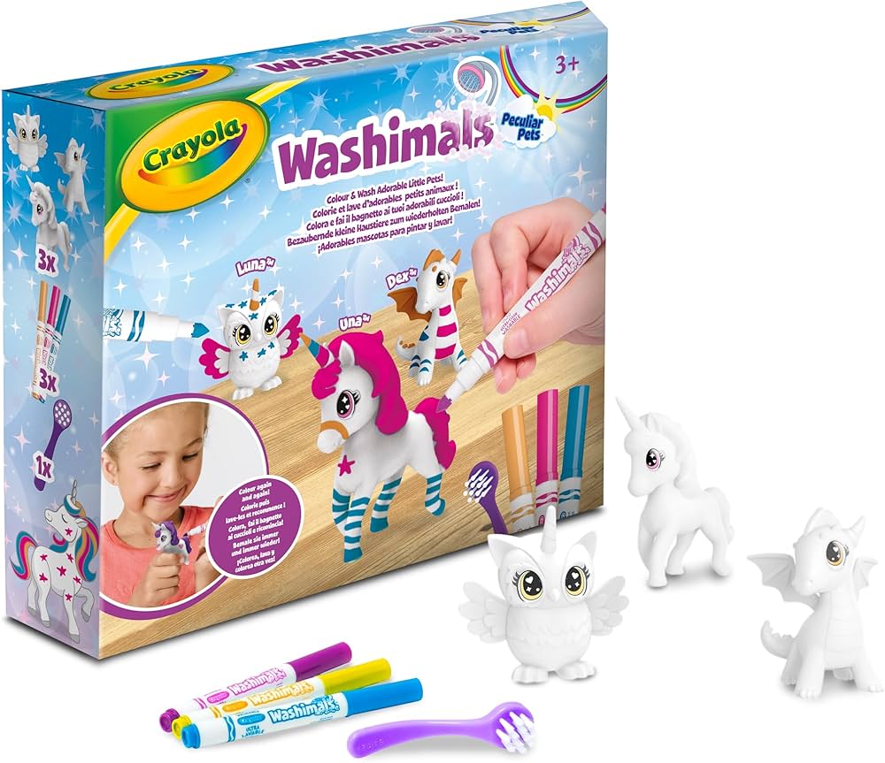 Crayola Washimals Peculiar Pets 3ct, 3 markers, 1 scrubber