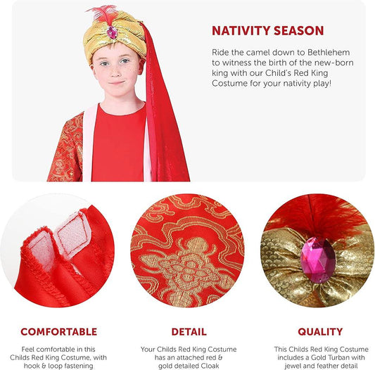 Red Nativity King Costume – Royal Biblical Wise Man Outfit زي الملك الأحمر للميلاد – زي ملك حكيم بتصميم ملكي