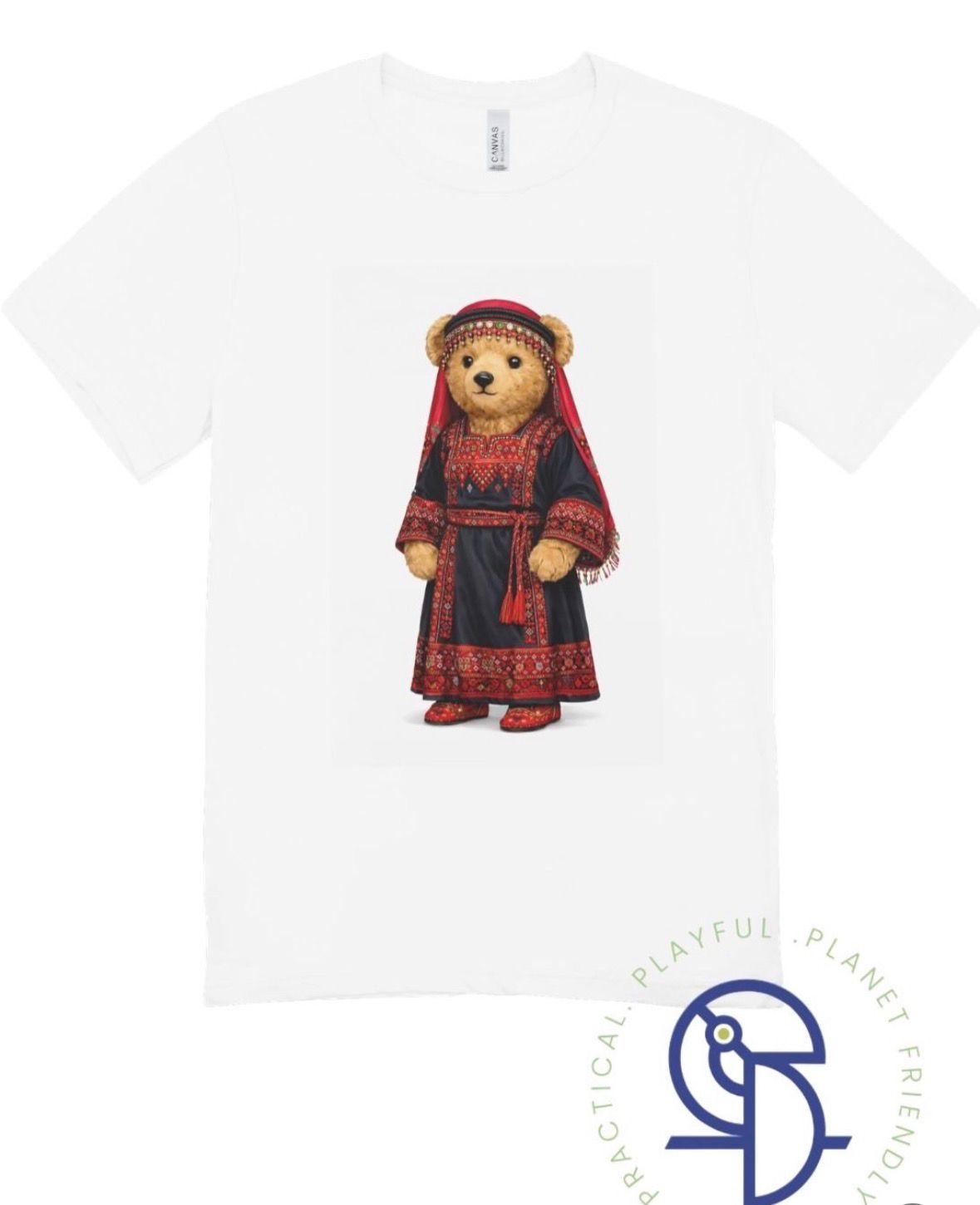 Jordan Independence Day Teddy Bear & Shemagh T-Shirt – adults Cute National Edition | Premium Cotton Tee تيشيرت دبدوب أردني بشماغ – إصدار خاص بعيد الاستقلال | تيشيرت كبار قطن فاخر