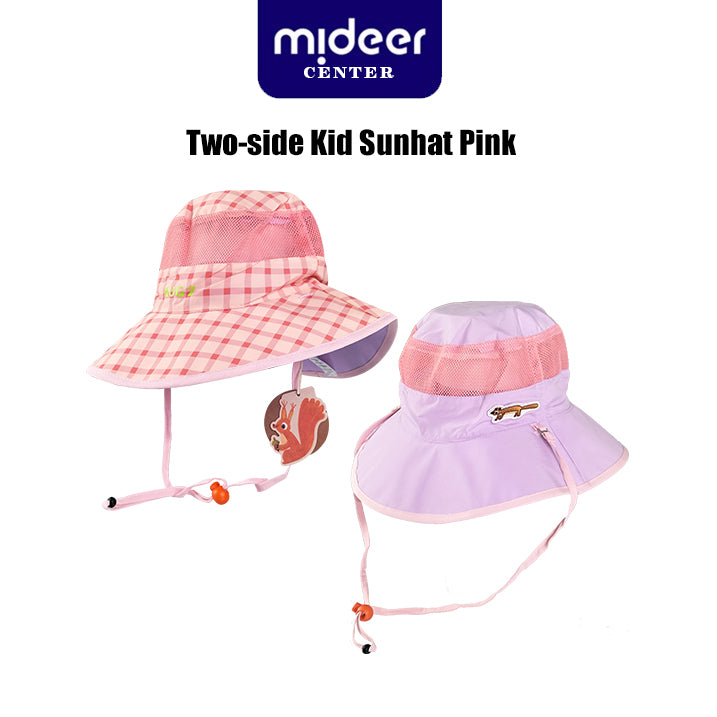 Mideer Two-side Kid Sunhat - Pink - Age 3+ | قبعة الشمس المزدوجة من ميدير - وردي - العمر 3+