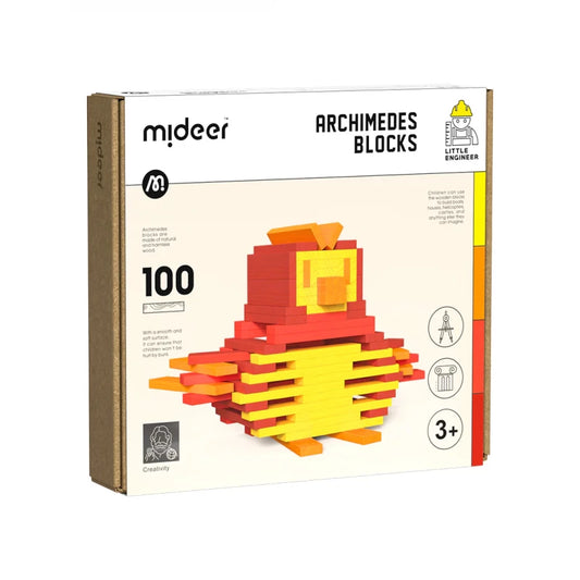 Mideer - Cityblocks - Archimedes Wooden Blocks - warm Color Palette - Age 3+ | ميدير - مكعبات بناء المدينة -مكعبات ارخميدس الخشبية - ألوان غامقة -العمر 3+