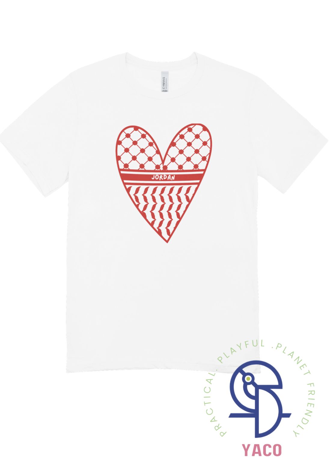 تي شيرت شماغ الأردن بتصميم قلب لطيف للكبار مناسب لعيد الاستقلال Jordanian Shemagh Heart Design T-Shirt for adults Perfect for Independence Day (Copy)