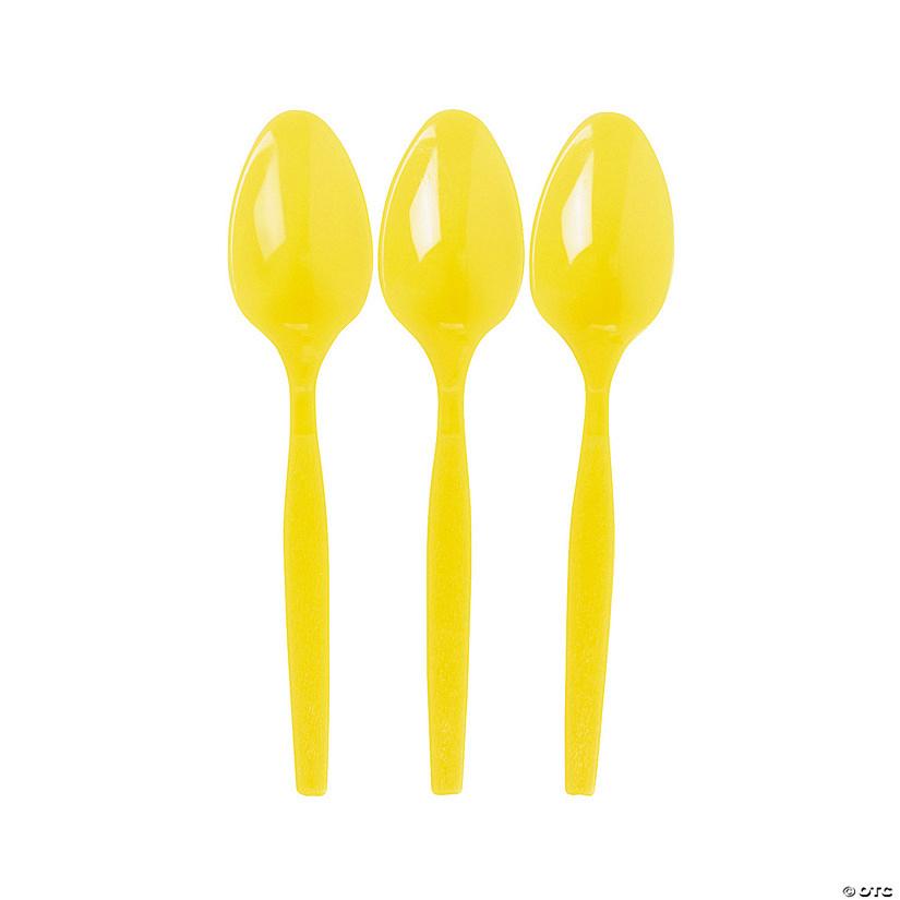 Yellow Plastic Spoons – 20 PCS, Disposable Party Cutlery, Elegant & Durable Design for Birthdays, Events & Celebrations ملاعق بلاستيك اصفر– 20 قطعة، أدوات طعام للاستعمال مرة واحدة، تصميم أنيق ومتین للحفلات والمناسبات