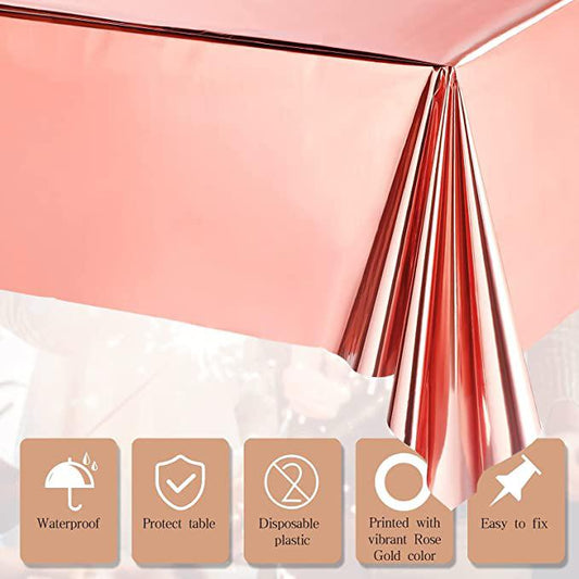 Foil Table Cover – 1 PCS, Pink 137×183 cm Metallic Disposable Tablecloth, Waterproof Party Table Decoration مفرش طاولة فويل – قطعة واحدة،  زهري ، قياس 137×183 سم، غطاء طاولة معدني مقاوم للماء للحفلات