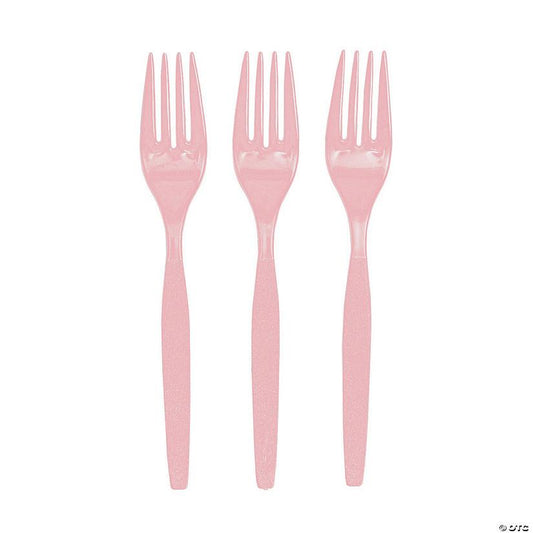 Light Pink Plastic Forks – 20 PCS, Disposable Party Cutlery, Elegant & Durable Design for Birthdays, Events & Celebrations شوك بلاستيك زهري فاتح – 20 قطعة، أدوات طعام للاستعمال مرة واحدة، تصميم أنيق ومتین للحفلات والمناسبات