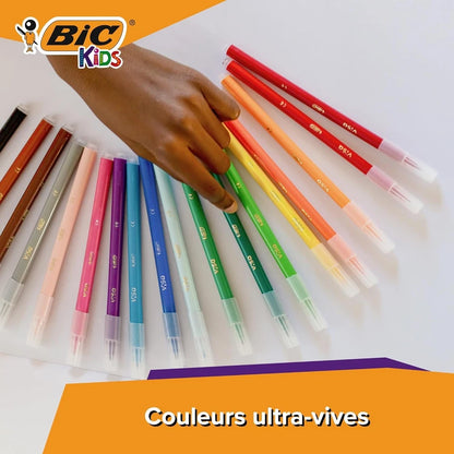 BIC Kids Visa Felt Pens - Assorted Colours, Wallet of 12
