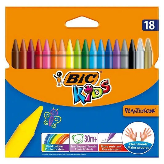 BIC Kids Plastidecor Crayons Colour - 18 Pieces