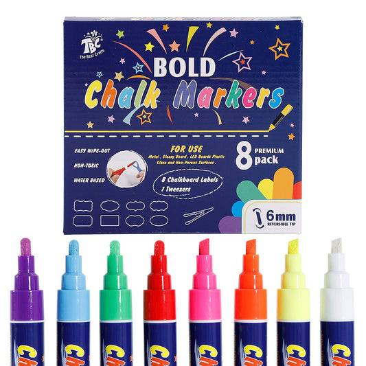 TBC The Best Crafts Liquid Chalk Pens Markers for Blackboards Wet Erase Chalk Marker Pens Wipeable