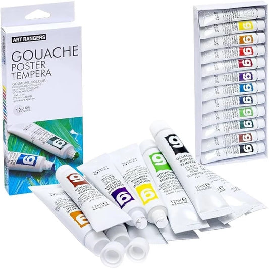 Art Rangers Gouache Poster Tempera Paint Set - 12 Colors, 12 ml Each