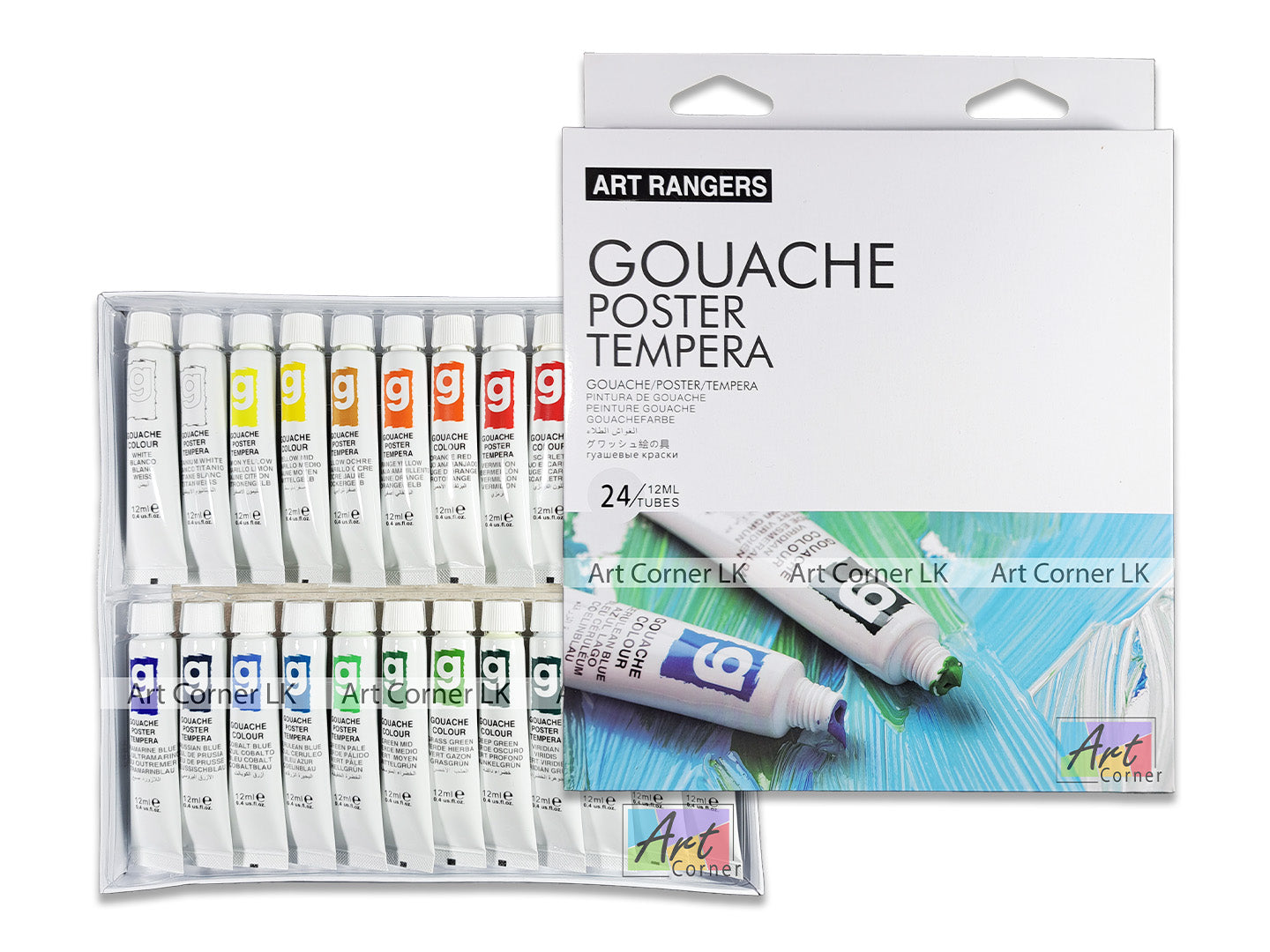 Art Rangers Gouache Poster Tempera Paint Set - 24 Colors, 12 ml Each