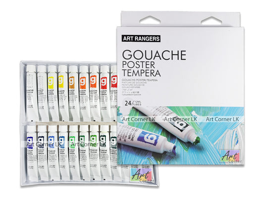 Art Rangers Gouache Poster Tempera Paint Set - 24 Colors, 12 ml Each