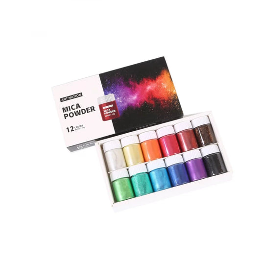 Mica Powder Set – 12 Colors × 10g – Art Nation – Pearlescent Colors for Artistic Effects