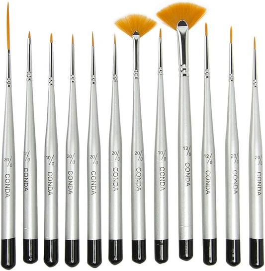 conda Fine Detail Paint Brush Set - 12 Miniature Brushes for Detailing & Art Painting