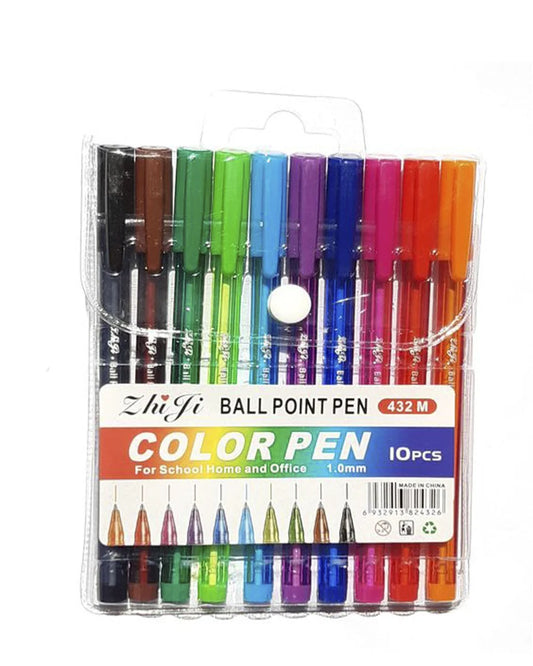 10pcs ZHI JI ASSORTED COLOR BALL POINT PEN SCHOOL SUPPLIES OFFICE