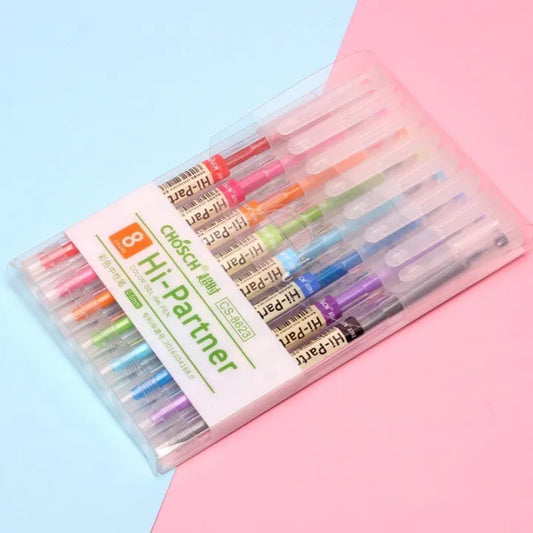 CHOSCH Hi-Partner 0.5mm Gel Ink Pens (8 Colors)