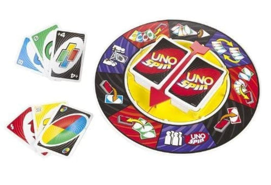 UNO Spin Family Card Game with Spinning Wheel for 2 to 10 Players, Fast-Paced Fun for Kids and Adults Ages 7+