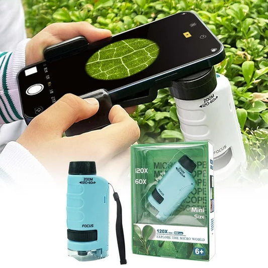 Little Scientist Mini Microscope, 2025 New Pocket Microscope for Kids, Portable Handheld Kids Microscopes Toy Mini Scope Educational Science Kits for Kids Adults