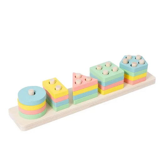 Wooden 5 Set Column Shape Sorter Pastel Color
