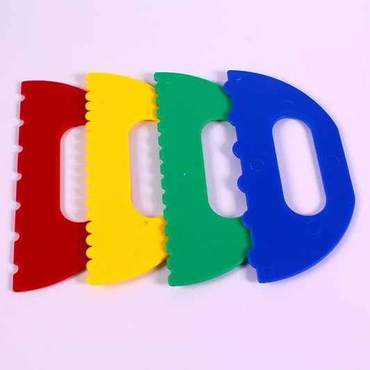 Large Coloured Plastic Paint Scraper Tool Kids Art Painting & Crafts Set of 4