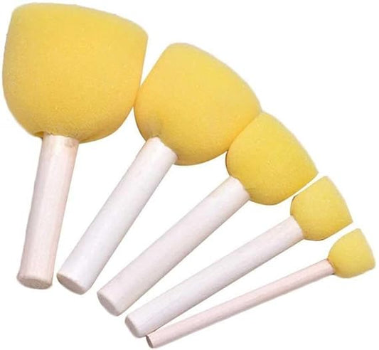 Yellow Sponge Dabber Set/Spouncer Set of 5pcs Wooden Handle dabbers
