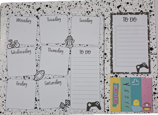 Umi Aesthetic black and White Theme Weekly Planner Writing Pad to do list and Sticky Notes 290 x 210mm