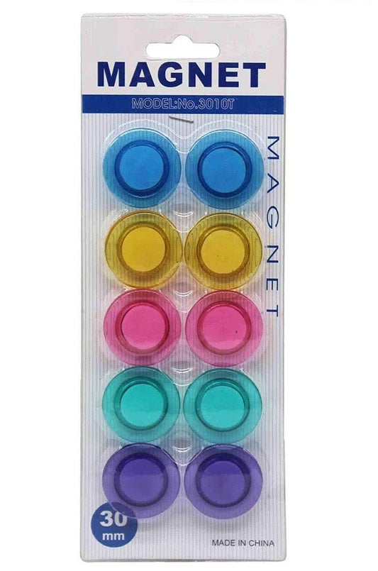 10 pc set Colorful Translucent Magnet Buttons for Fridge or Whiteboard