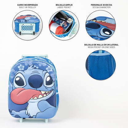 Cerda - Kids Backpack Trolley - 3D Stitch | سيردا - حقيبة ظهر للأطفال بعجلات - 3D ستيتش