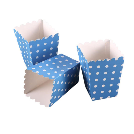 Popcorn Boxes Blue  – 10 PCS, Disposable Party Snack Boxes علب فشار اللون الازرق  – 10 قطع، علب تقديم سناك للحفلات للاستعمال مرة واحدة