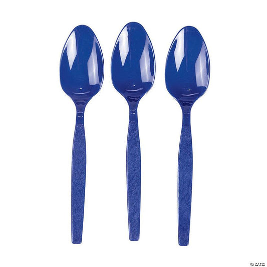 Navy Blue Plastic Spoons – 20 PCS, Disposable Party Cutlery, Elegant & Durable Design for Birthdays, Events & Celebrations ملاعق بلاستيك نيلي – 20 قطعة، أدوات طعام للاستعمال مرة واحدة، تصميم أنيق ومتین للحفلات والمناسبات