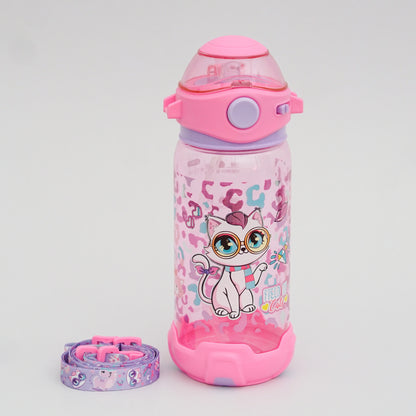 VEST water bottle with a straw, featuring a "Field of Cats" design