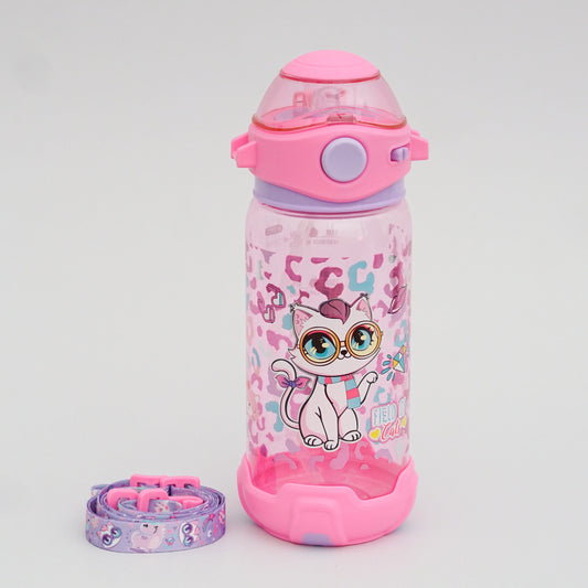 VEST water bottle with a straw, featuring a "Field of Cats" design