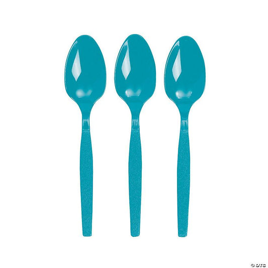 Light Blue Plastic Spoons – 20 PCS, Disposable Party Cutlery, Elegant & Durable Design for Birthdays, Events & Celebrations ملاعق بلاستيك ازرق سماوي– 20 قطعة، أدوات طعام للاستعمال مرة واحدة، تصميم أنيق ومتین للحفلات والمناسبات
