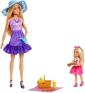 BRD MLBU CHEL CR OFT - BRD Malibu & Chelsea Playset – Barbie Doll Set with Picnic Accessories for Imaginative Play | طقم باربي ماليبو وتشيلسي مع إكسسوارات نزهة للعب التخيلي