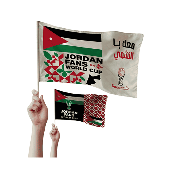 JORDAN World Cup 2026 Fans Hand Flag 21cm*14cm علم يدوي لمشجعي الأردن – كأس العالم 2026 (21 × 14 سم)