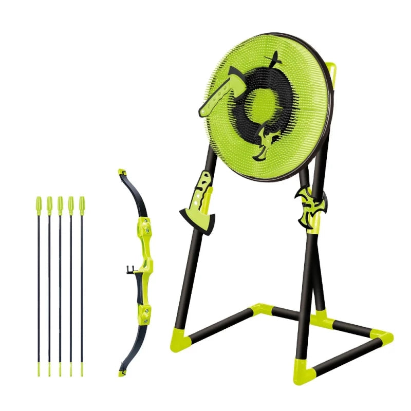 Aojie Sport - 18" Target Set (W/ 3 Axes, 3 Spiral Darts, 6 Darts, 1 Bow, 5 Arrows & Quiver)-لعبة رمي الفؤوس والسهام مع قوس و5 سهام و حافظة