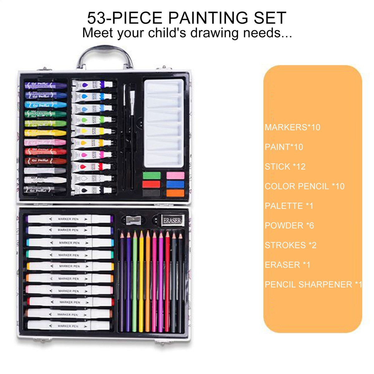 53-piece astronaut-themed art and painting set designed for children