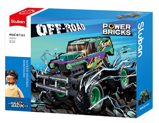 Sluban - Powerbricks - Off-Road Vehicle (Pull Back) (252 Pcs) - Age +6 | سلوبن - قطع التركيب - باور بيريكس - مركبة الطرق الوعرة (سحب للخلف) (252 قطعة) - العمر +6