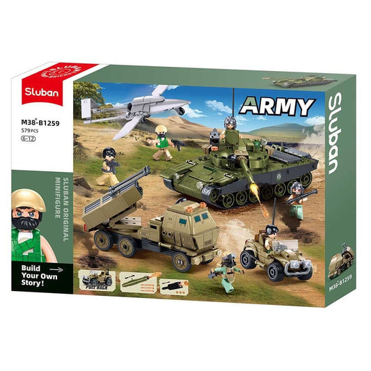Sluban Building Blocks - Army-Operation Hunt and Eliminate - Raid 557pcs