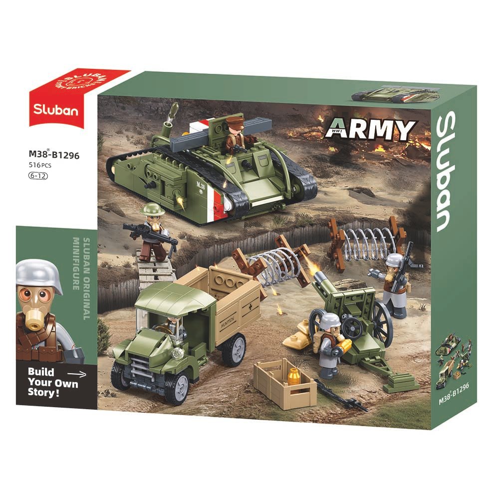 Sluban Building Blocks - Army Wwi – Mark V Tank Offensive Action – 516 Pcs