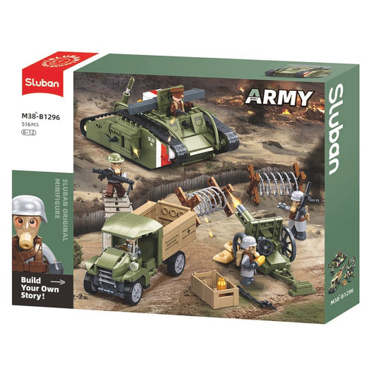 Sluban Building Blocks - Army Wwi – Mark V Tank Offensive Action – 516 Pcs