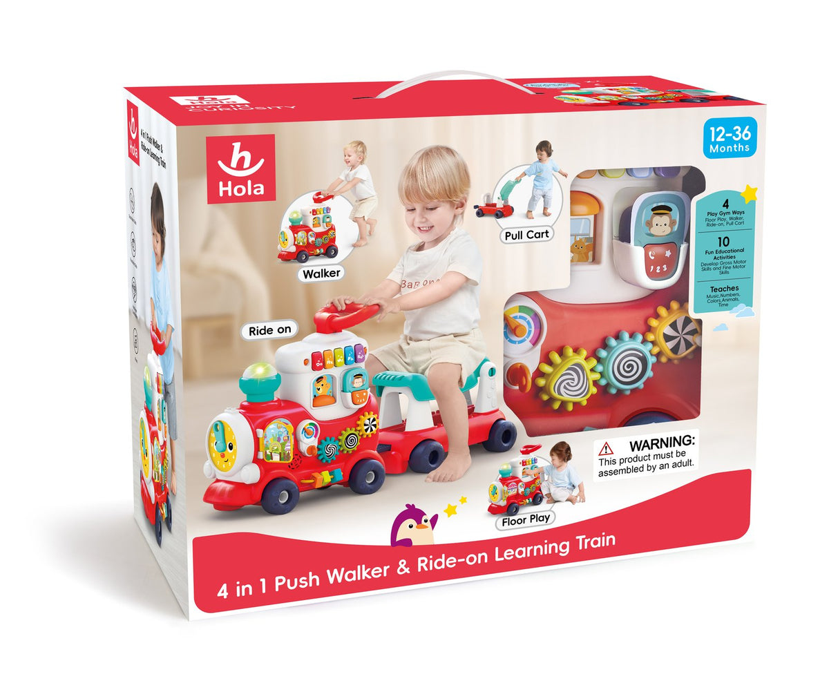 Hola 4-in-1 Push Walker & Ride-on Learning Train