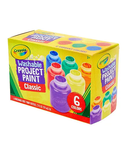 CRAYOLA 6 WASHABLE PAINT BOTTLES 59ML CLASSIC COLOURS