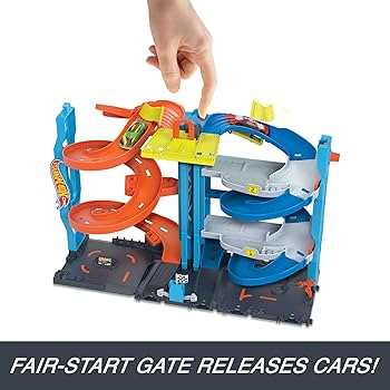 Hotwheels CITY TRANSFRM RAC TOWR برج سباق تفاعلي مع سيارات و منحدرات اطلاق
